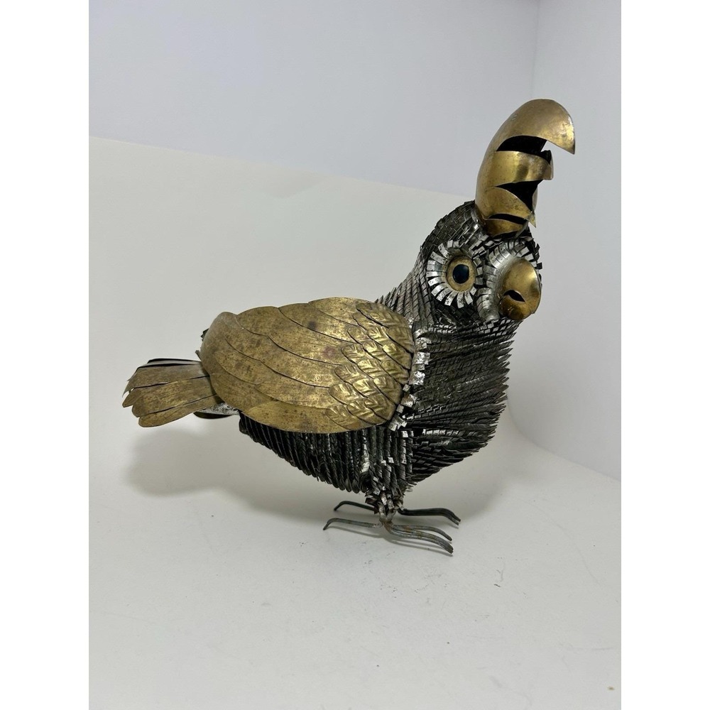 Alexander Blazquez Metal Bird Sculpture‎ Brutalist Brass Tin Mexico Cockatoo #3